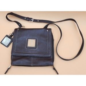Tignanello Brown Leather Crossbody Bag Organizer Purse